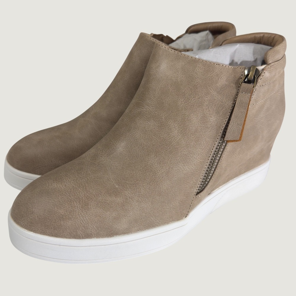3200 | NIB Dream Pairs Wedge Sneaker Ankle Booties Taupe Side Zip Women 9